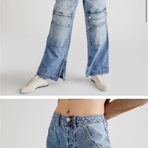 NEW Free People CRVY Tough As Nails Wash Under Construction Utility Jeans 29 - Picture 4 of 4